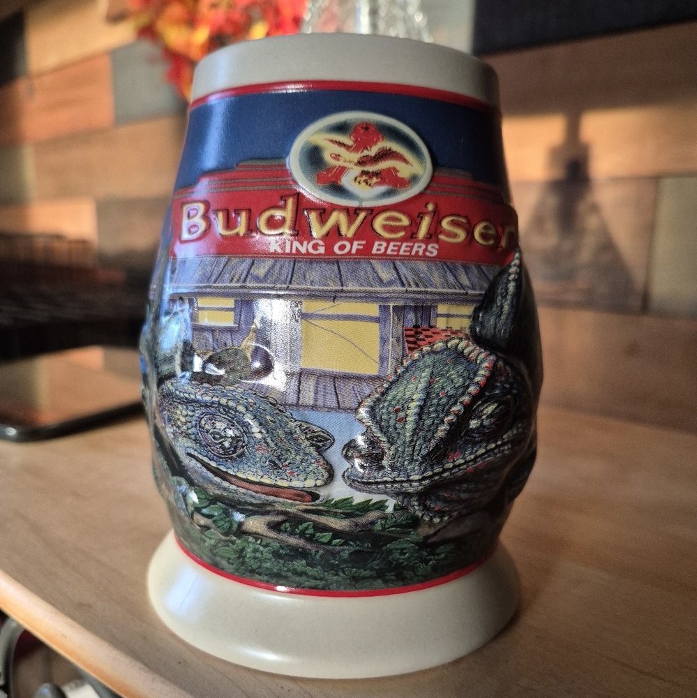 Budweiser Chameleon Beer Stein with Red and Blue Accents